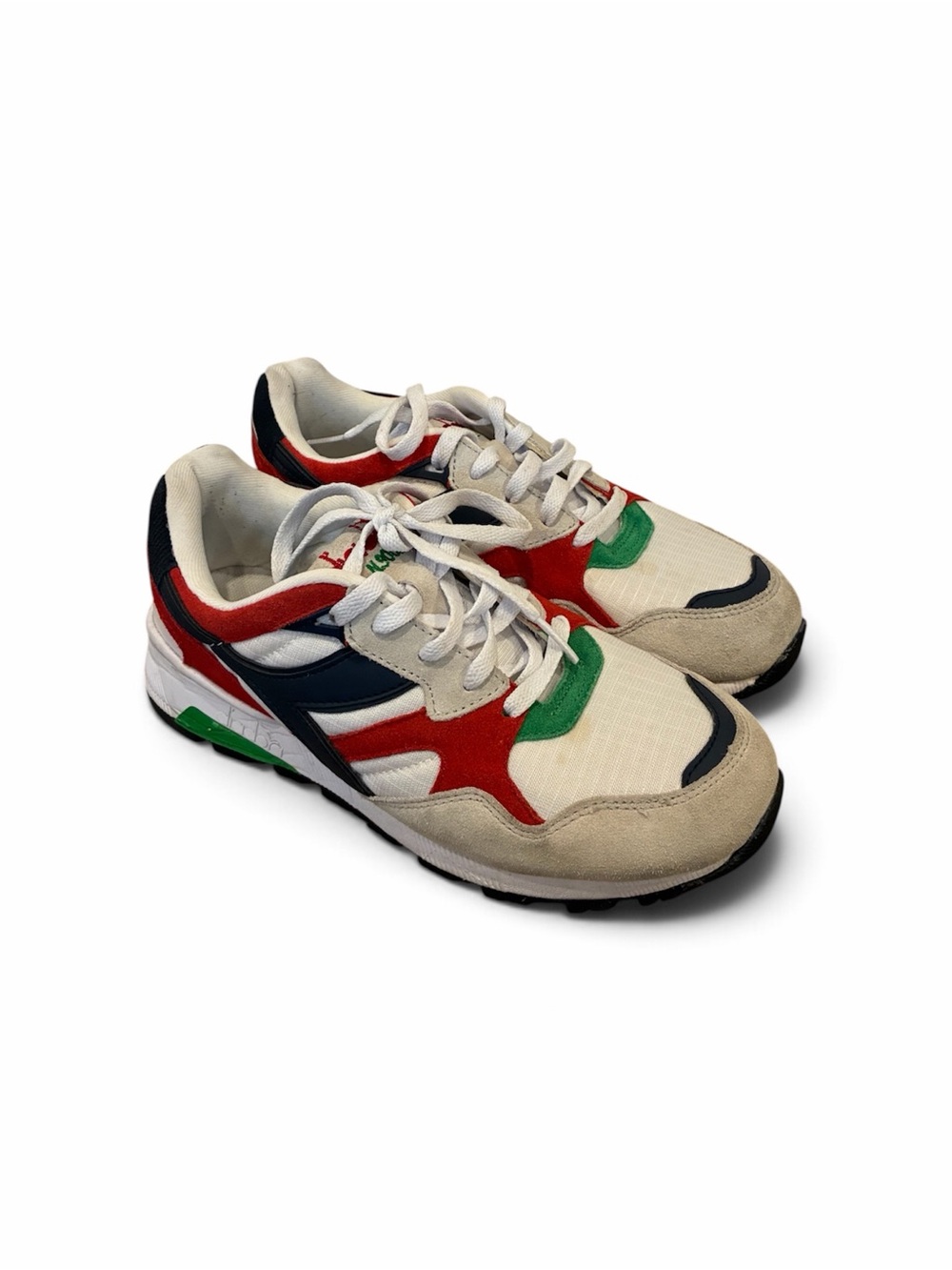 Diadora Men's White, Red, Green & Navy Retro Running Sneakers